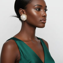 Load image into Gallery viewer, Stud Clear Cluster Gold Flower Petal Earrings
