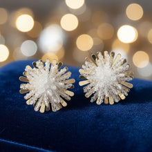 Load image into Gallery viewer, Stud Clear Cluster Gold Flower Petal Earrings
