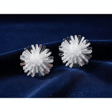 Load image into Gallery viewer, Stud Clear Cluster Silver Flower Petal Earrings
