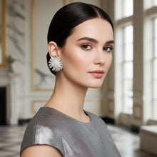 Load image into Gallery viewer, Stud Clear Cluster Silver Flower Petal Earrings
