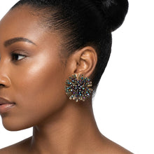 Load image into Gallery viewer, Stud Multicolor Cluster Gold Flower Petal Earrings
