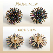 Load image into Gallery viewer, Stud Multicolor Cluster Gold Flower Petal Earrings
