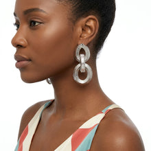 Load image into Gallery viewer, Chunky Silver Squared Tubogas Coil Drop Earrings
