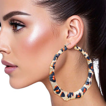Load image into Gallery viewer, Hoop Leopard Pattern Gold Bamboo Earrings Women
