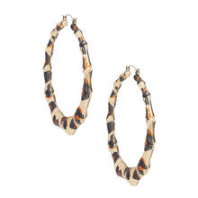 Load image into Gallery viewer, Hoop Leopard Pattern Gold Bamboo Earrings Women

