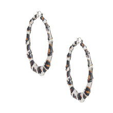 Load image into Gallery viewer, Hoop Leopard Pattern Silver Bamboo Earrings Women
