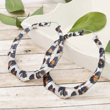 Load image into Gallery viewer, Hoop Leopard Pattern Silver Bamboo Earrings Women
