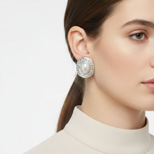 Load image into Gallery viewer, Clip On Organic Silver Oval White Pearl Earrings
