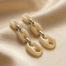 Load image into Gallery viewer, Dangle Vintage Ivory Resin Anchor Link Earrings

