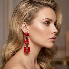 Load image into Gallery viewer, Dangle Vintage Red Resin Anchor Link Earrings
