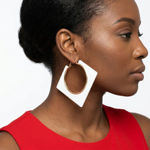 Load image into Gallery viewer, Hoop Bright White Square Acrylic Gold Earrings

