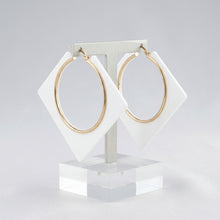 Load image into Gallery viewer, Hoop Bright White Square Acrylic Gold Earrings
