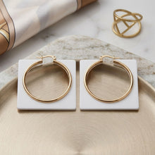 Load image into Gallery viewer, Hoop Bright White Square Acrylic Gold Earrings
