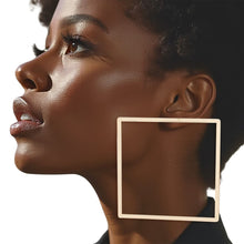 Load image into Gallery viewer, Stud Modern Gold Large Polished Square Earrings
