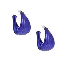 Load image into Gallery viewer, Hoop Dark Purple Wide Stacked Metal Earrings

