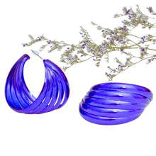 Load image into Gallery viewer, Hoop Dark Purple Wide Stacked Metal Earrings
