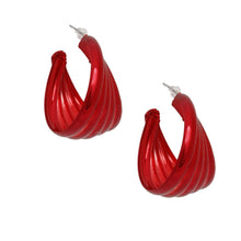 Load image into Gallery viewer, Hoop Red Wide Stacked Metal Earrings for Women
