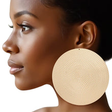 Load image into Gallery viewer, Stud XL Textured Gold Metal Disc Tribal Earrings
