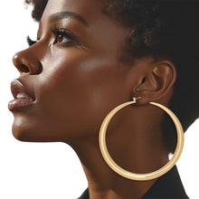 Load image into Gallery viewer, Hoop Sleek Gold Graduated Design Earrings Women
