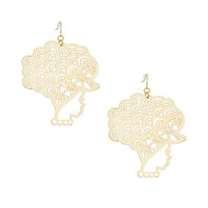 Fish Hook Curly Haired Goddess Filigree Earrings