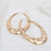 Load image into Gallery viewer, Hoop XL Tribal Pattern Teardrop Bamboo Earrings
