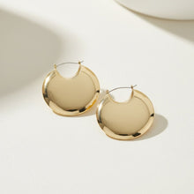 Load image into Gallery viewer, Huggie Gold Puffy Disc Crescent Hoop Earrings
