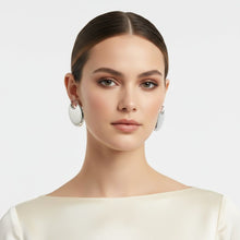 Load image into Gallery viewer, Huggie Silver Puffy Disc Crescent Hoop Earrings
