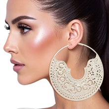 Load image into Gallery viewer, Hoop Intricate Filigree Large Boho Gold Earrings
