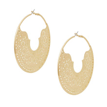 Load image into Gallery viewer, Hoop Intricate Filigree Large Boho Gold Earrings
