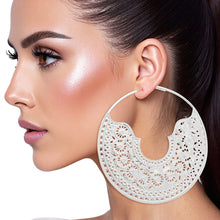 Load image into Gallery viewer, Hoop Intricate Filigree Large Boho Silver Earrings
