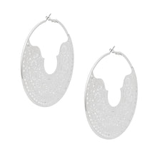 Load image into Gallery viewer, Hoop Intricate Filigree Large Boho Silver Earrings
