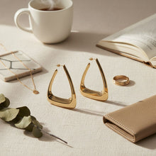 Load image into Gallery viewer, Open Hoop Gold Puffy Triangle Earrings for Women
