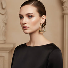 Load image into Gallery viewer, Open Hoop Gold Puffy Triangle Earrings for Women
