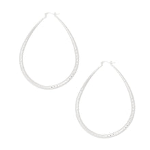 Load image into Gallery viewer, Hoop Etched Silver Teardrop Reinvented Earrings
