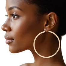 Load image into Gallery viewer, Hoop Classic 3 in Square Cut Gold Earrings Women
