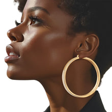 Load image into Gallery viewer, Hoop Gold Modern Flat Metal Wide Design Earrings
