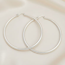Load image into Gallery viewer, Hoop Classic 3 in Graduated Silver Earrings Women
