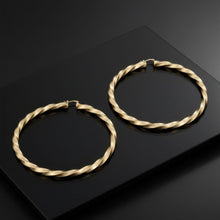 Load image into Gallery viewer, Hoop Large Twisted Gold Textured Thick Earrings

