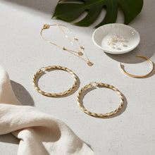 Load image into Gallery viewer, Hoop Large Twisted Gold Textured Thick Earrings
