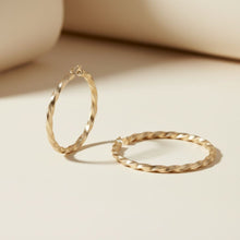 Load image into Gallery viewer, Hoop Large Twisted Gold Textured Thick Earrings
