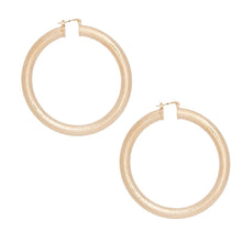 Load image into Gallery viewer, Hoop High Shine Gold Sandblasted Thick Earrings

