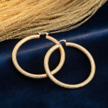 Load image into Gallery viewer, Hoop Gold Polished Line Diamond Cut Thick Earrings
