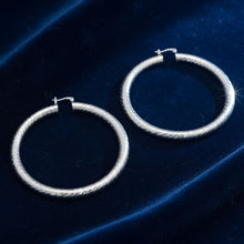 Load image into Gallery viewer, Hoop Silver Polished Line Diamond Cut Earrings
