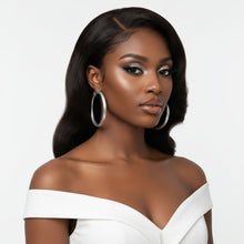 Load image into Gallery viewer, Hoop Silver Polished Line Diamond Cut Earrings
