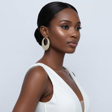 Load image into Gallery viewer, Hoop Hollow Gold Bumpy Texture Crescent Earrings
