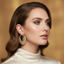 Load image into Gallery viewer, Hoop Hollow Gold Bumpy Texture Crescent Earrings
