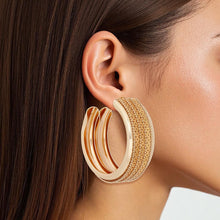 Load image into Gallery viewer, Hoop Bold Polished Gold Wide Sequin Earrings

