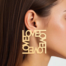 Load image into Gallery viewer, Stud QUEEN LOVE Gold Square Mismatch Earrings
