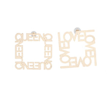 Load image into Gallery viewer, Stud QUEEN LOVE Gold Square Mismatch Earrings
