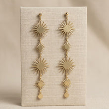 Load image into Gallery viewer, Dangle Golden Sunburst Celestial Earrings
